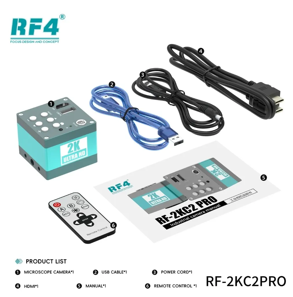 Caméra de microscope vidéo 2K RF4 RF-2KC2 PRO avec HDMI ou USB-A