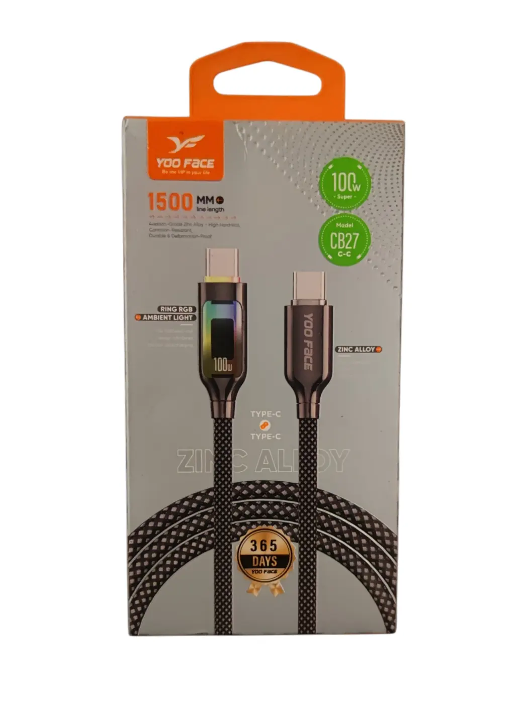 cable type-c to type-c 100W 1,5M CB27 yoo face — image 1